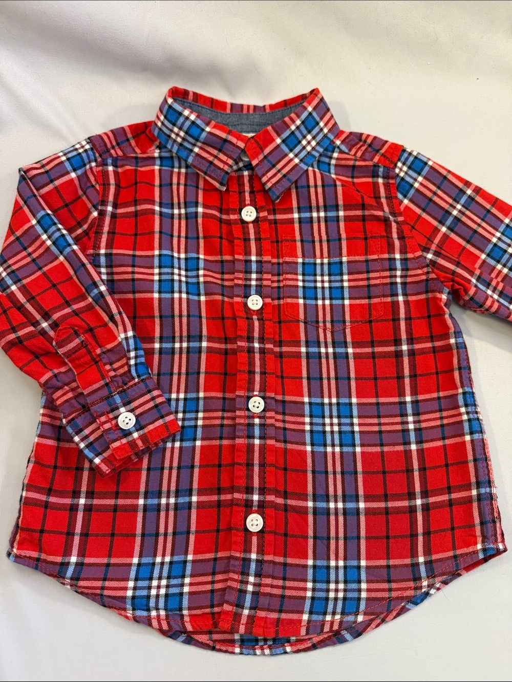 Gymboree Red Plaid Button-Down Shirt with Blue & White Accents